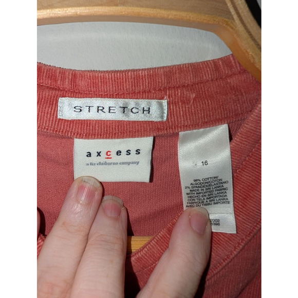 Women's Axcess Liz Claiborne Pink Corduroy Jacket Size 16 - Picture 2 of 3